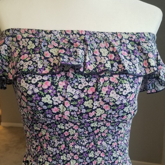 Floral High Low Strapless Dress - Picture 3 of 3